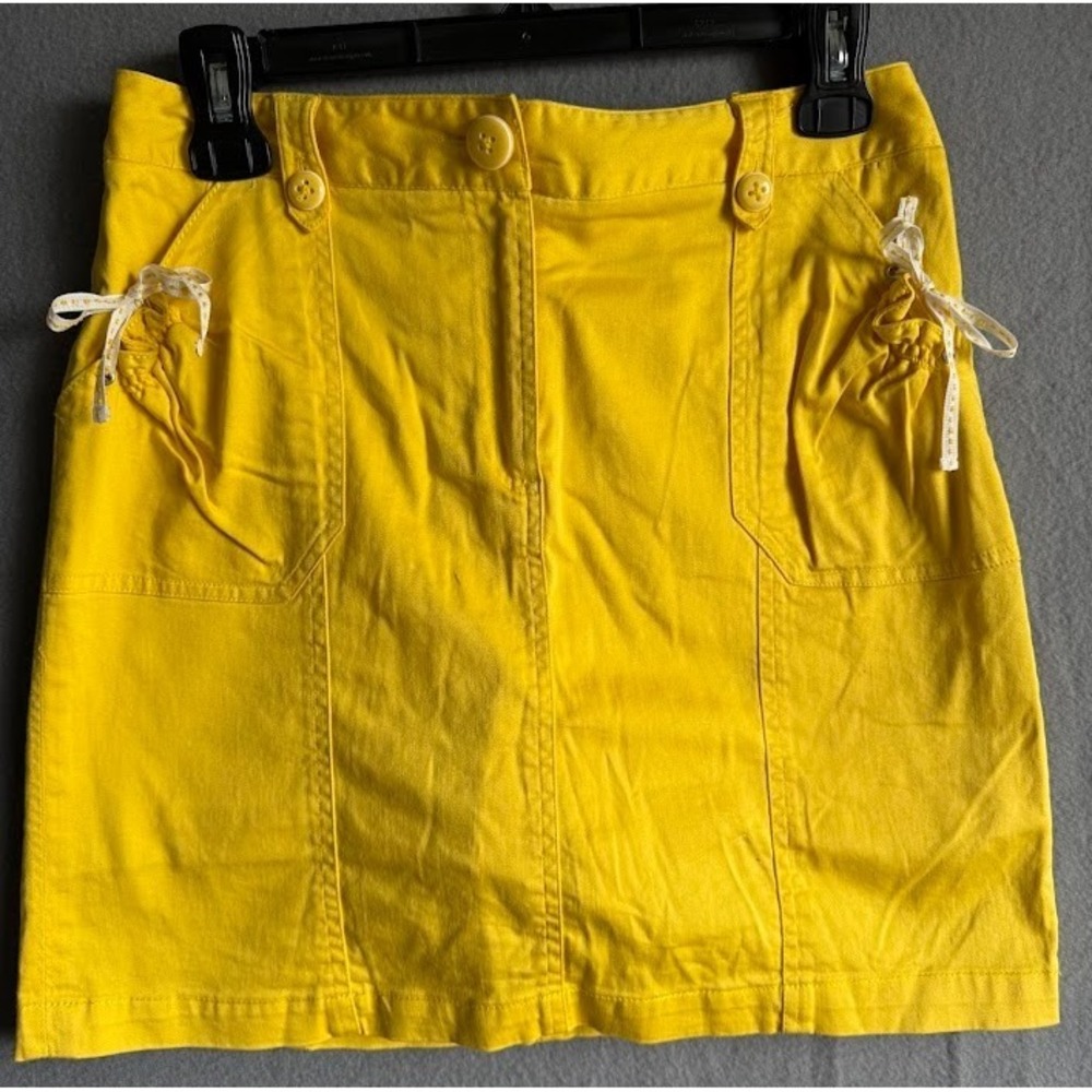 Larry‎ Levine Skirt Skort Women Size 6 Yellow Pockets Stretch Golf Casual Preppy